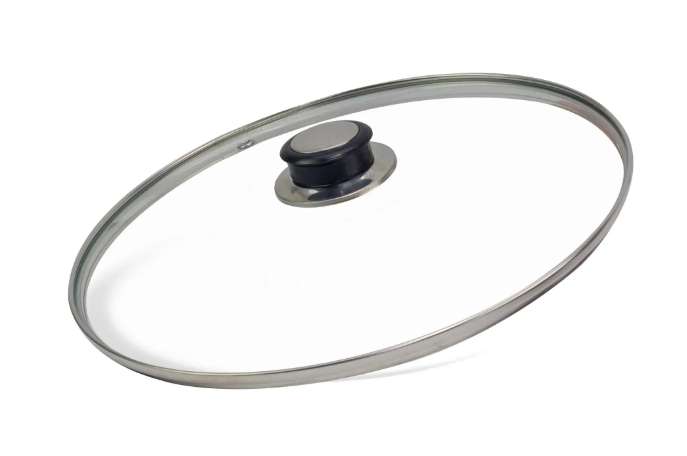 Кришка з ручкою скляна з металевим обідком Brizoll 30 см