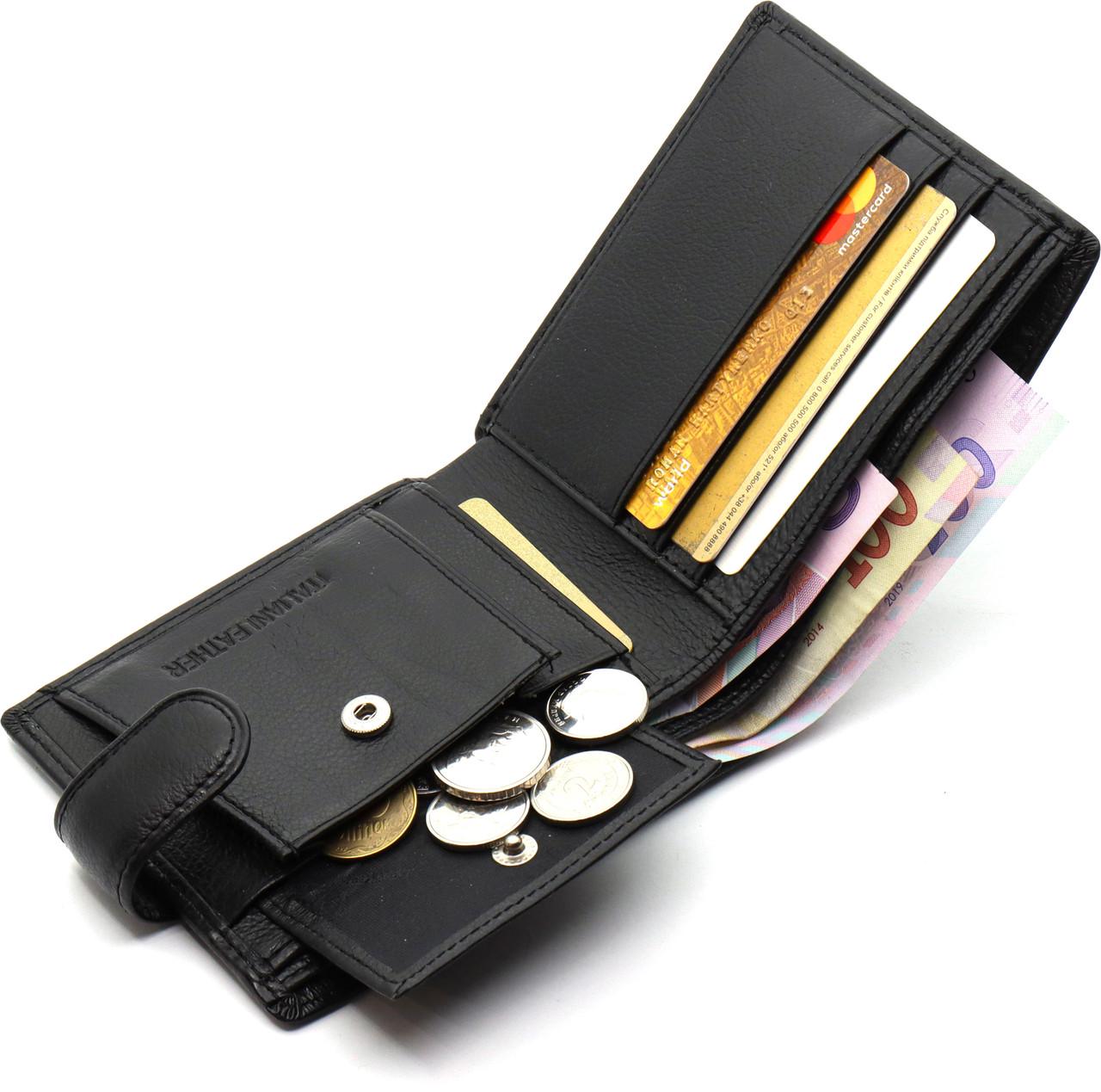 Портмоне мужское St Leather на кожаной кнопке Черный (ST-104-1) - фото 7 Портмоне мужское St Leather на кожаной кнопке Черный (ST-104-1) - фото 7