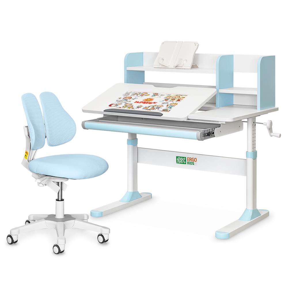 Парта детская школьная Ergokids TH-330 Light Blue с креслом Evo-kids Mio Lite KBL TH-330 W/Z/Y-208 KBL Голубой - фото 1