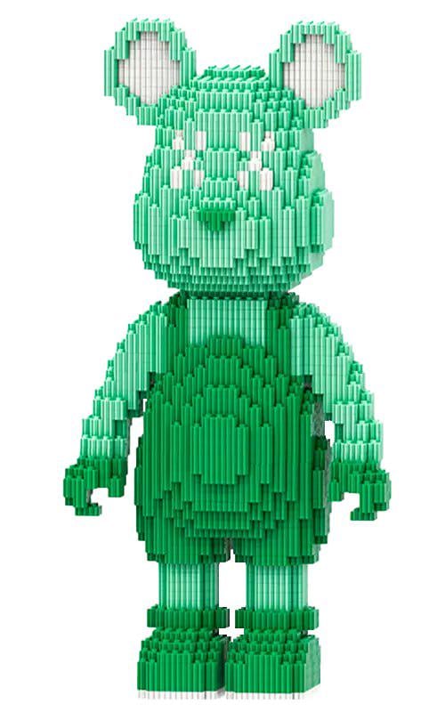 Конструктор Magic Blocks 3D Bearbrick Мишка в шортах 30 см/1180 дет. Зеленый (1000-ZB-137)