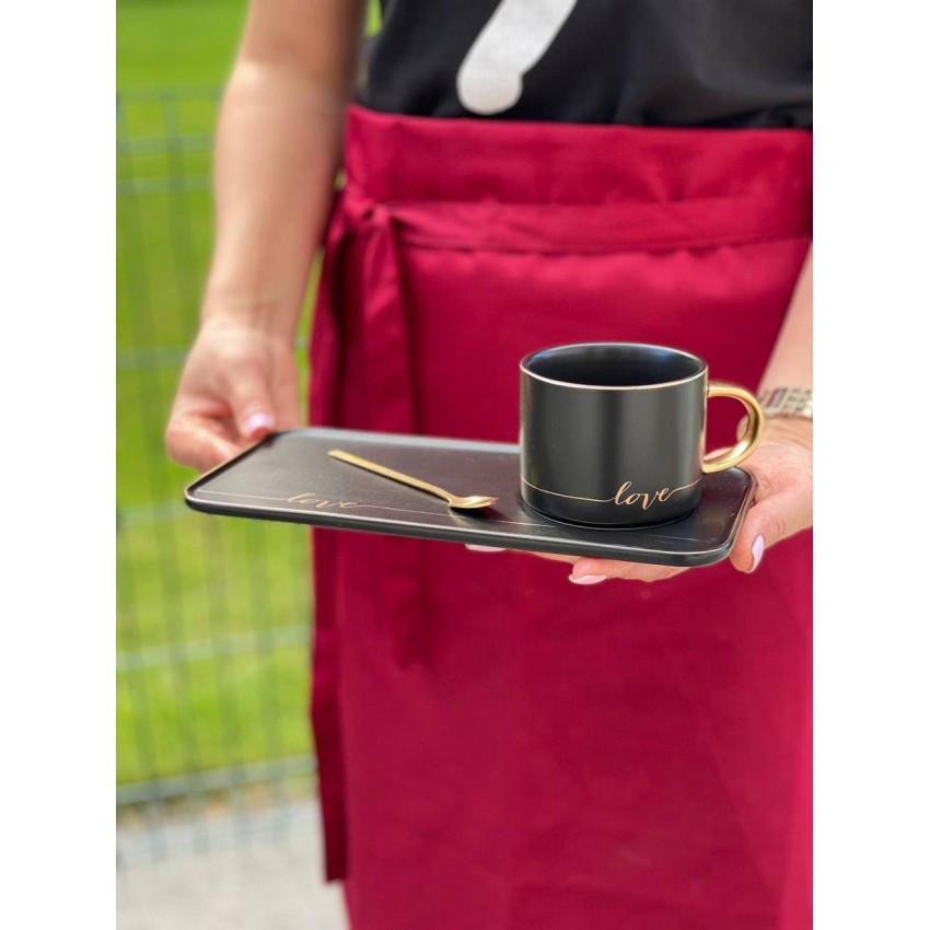 Чашка Love с блюдцем и ложкой 200 мл Черный (O8030-129) - фото 2 Чашка Love с блюдцем и ложкой 200 мл Черный (O8030-129) - фото 2