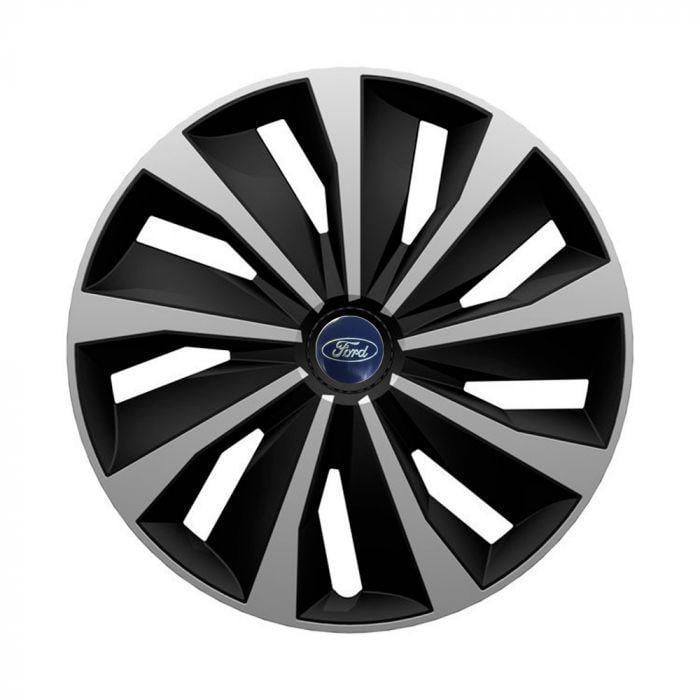 Колпаки для колес 4 Racing Grip R15 с логотипом Ford 4 шт. Silver/Black