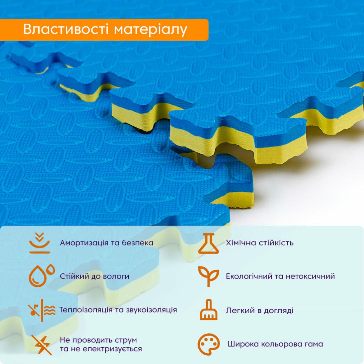 Гумове покриття двостороннє 60х60х2 см Yellow/Blue (SW-00001845) - фото 3