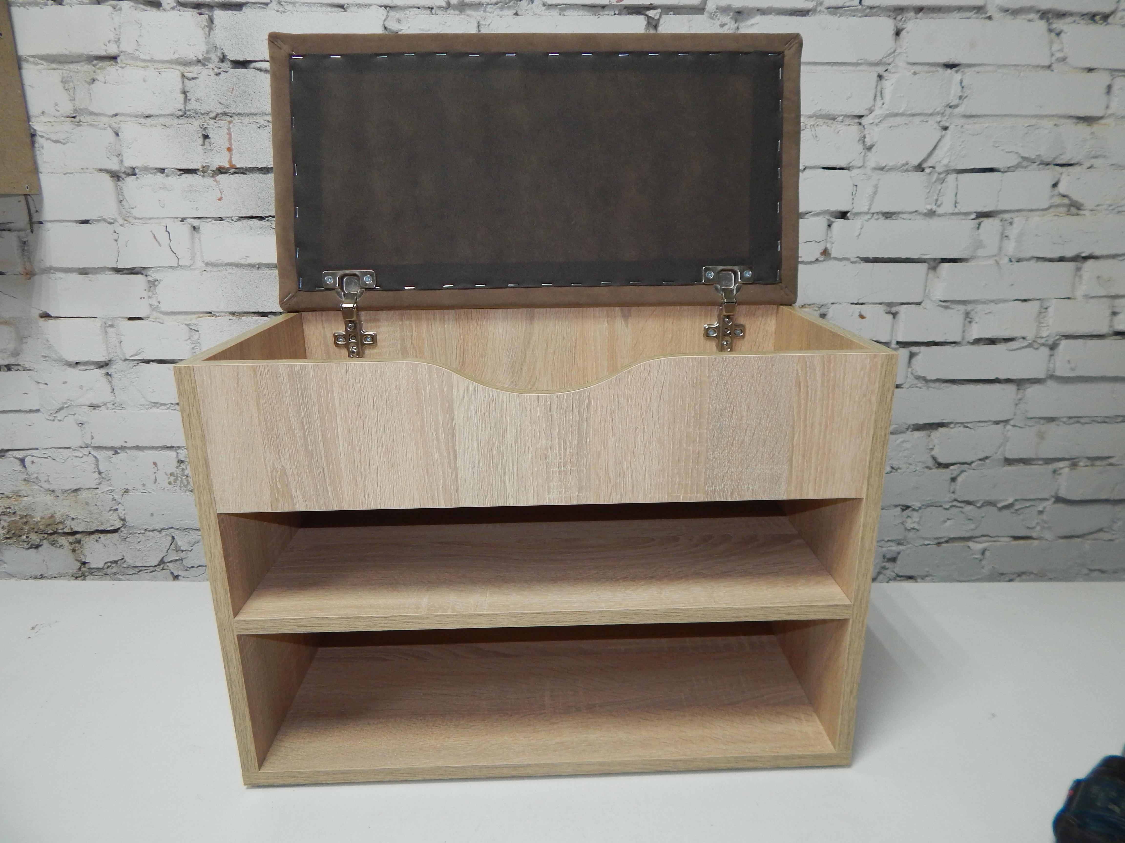 Тумба для обуви ДСП/ткань 30х60х45 см Дубсонома светлый/Капучино - фото 3