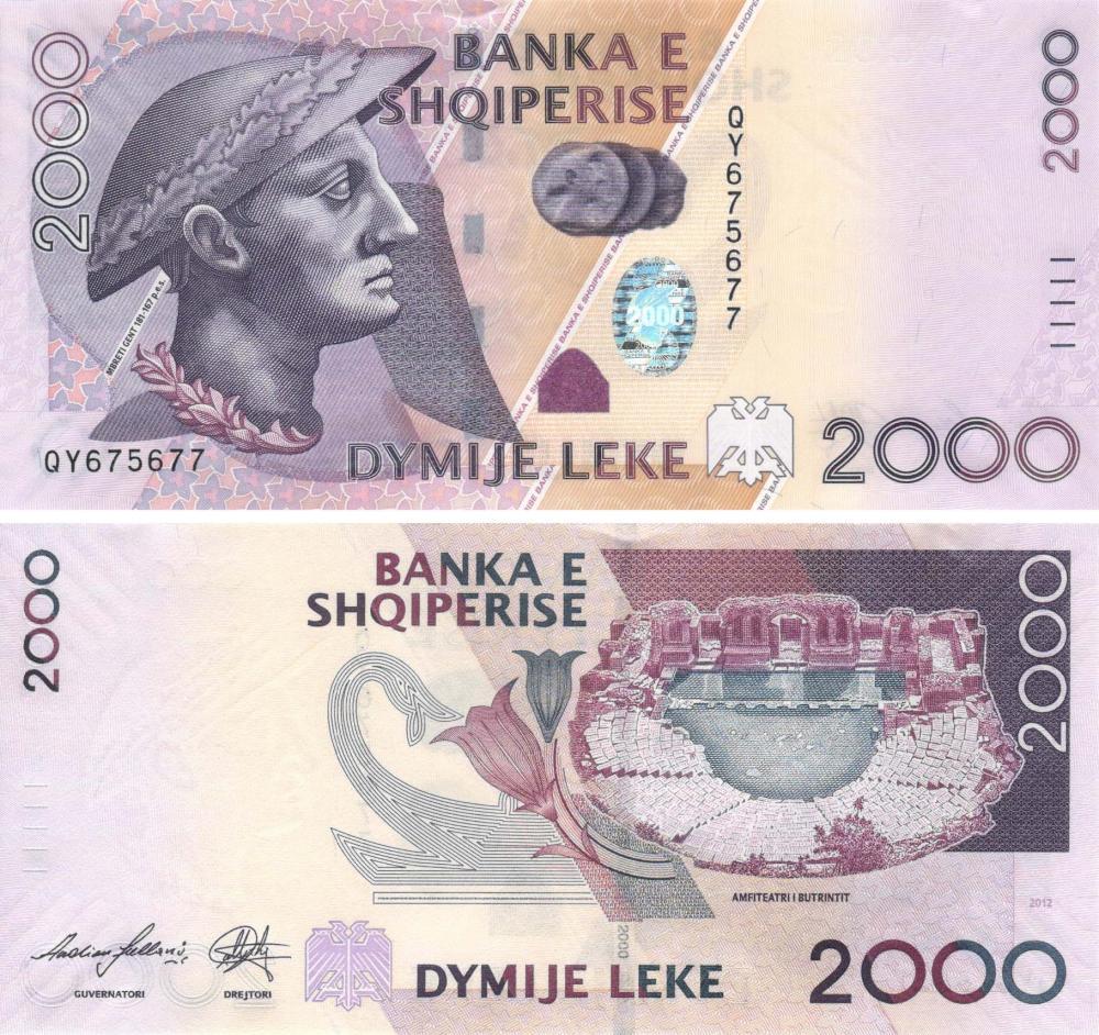 Колекційна банкнота Албанія 2000 леків 2012 UNC P74b (Б09229)