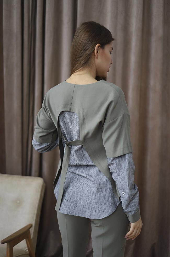 Костюм Lipar 4101 двойка с застежкой на пате р. 52 Хаки (16947068) - фото 2