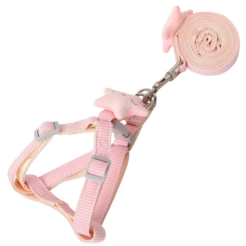 Шлея для собак или кошек с поводком Taotaopets 1710118 Pink (1.5 cm) для выгула Шлея для собак или кошек с поводком Taotaopets 1710118 Pink (1.5 cm) для выгула
