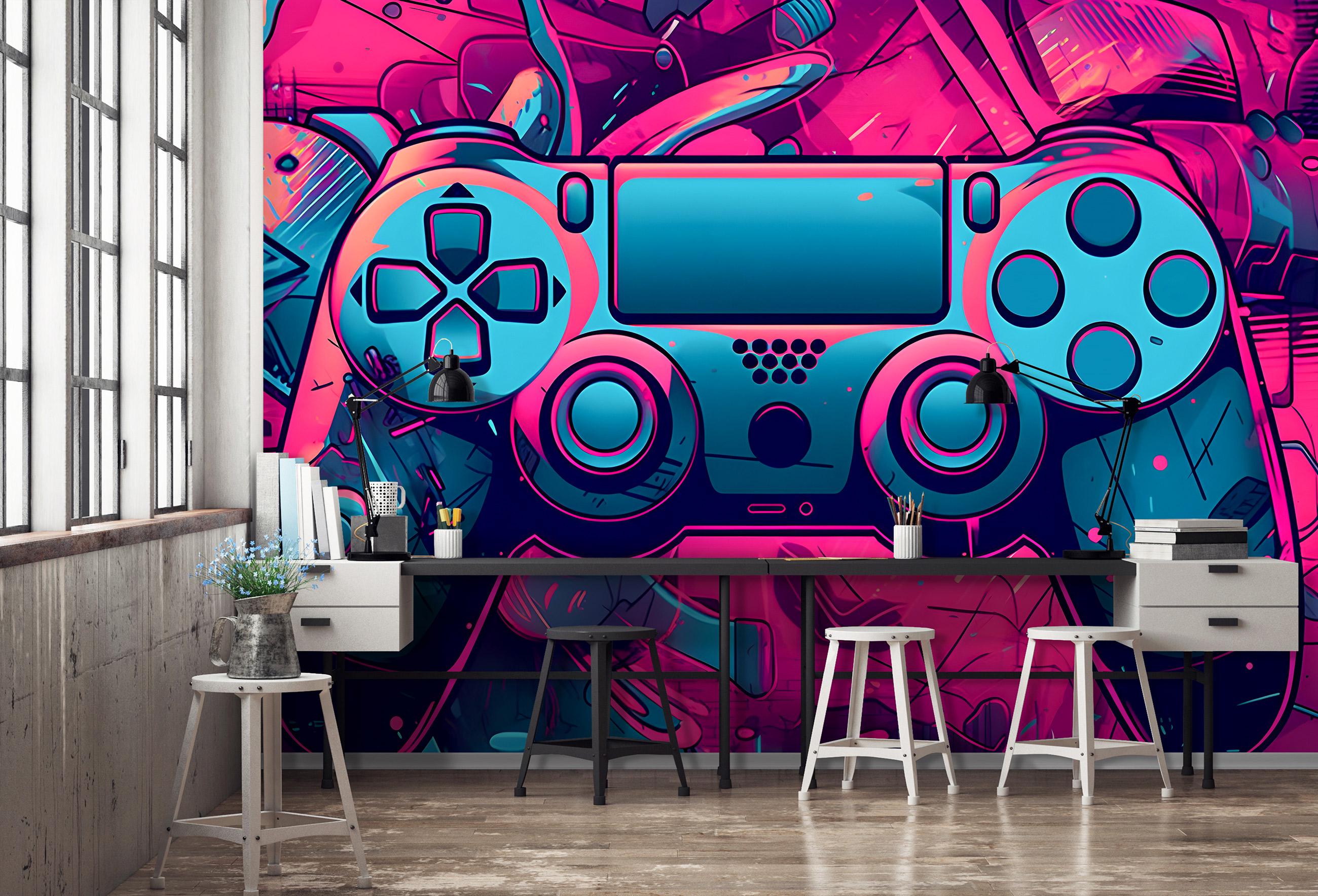 Фотообои флизелиновые Геймпад плейстейшен PS4 с клеем 254x184 см (14661V4)