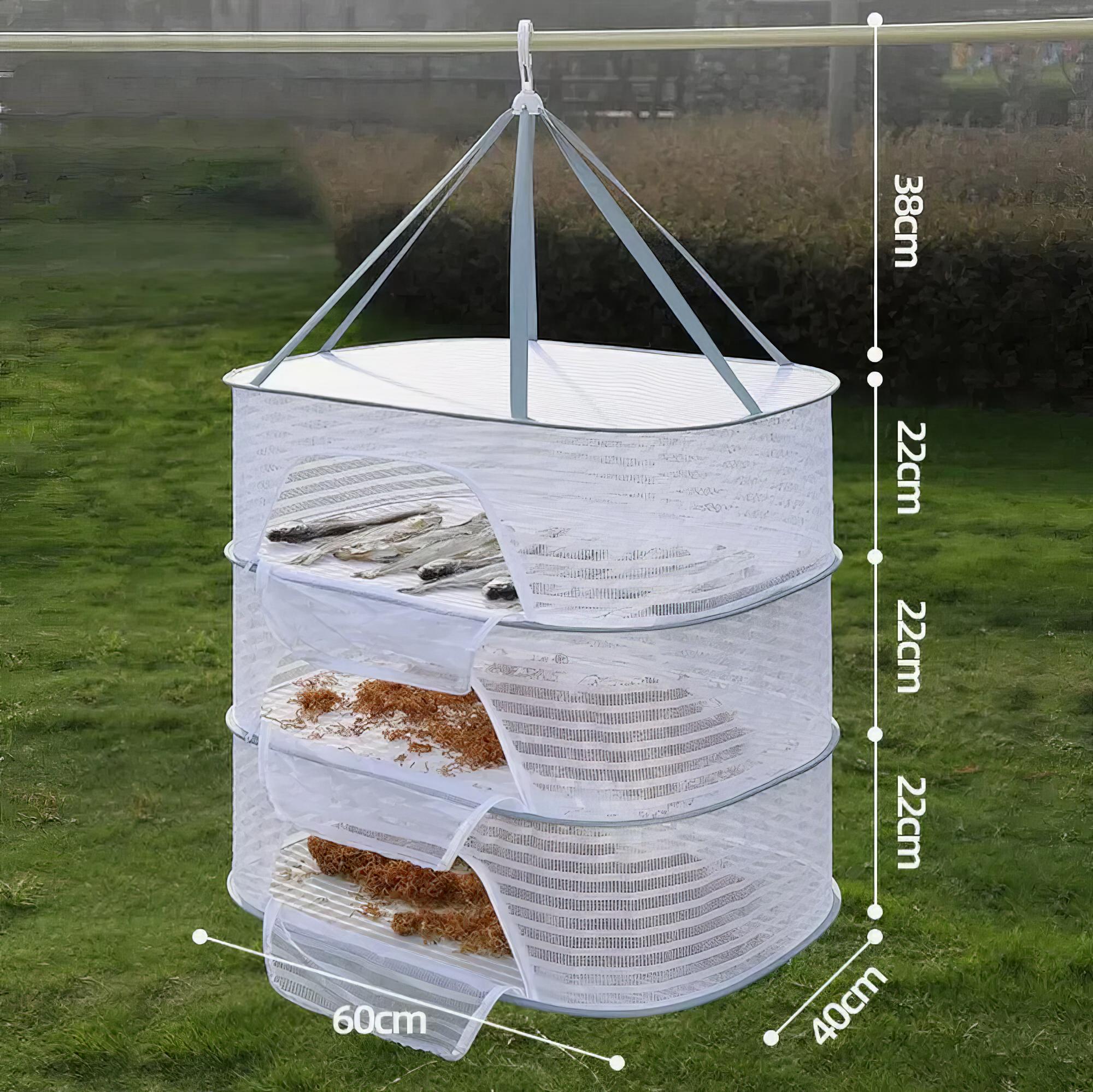 Сітка підвісна для сушіння риби/грибів/овочів та фруктів триярусна Білий - фото 10