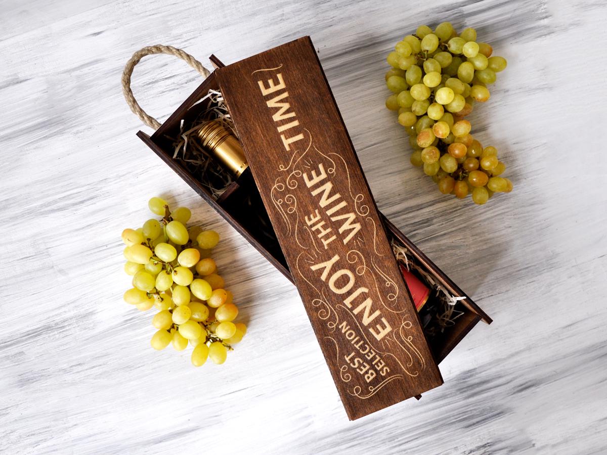 Винна коробка WoodPresent Wine time на 1 пляшку Темне дерево