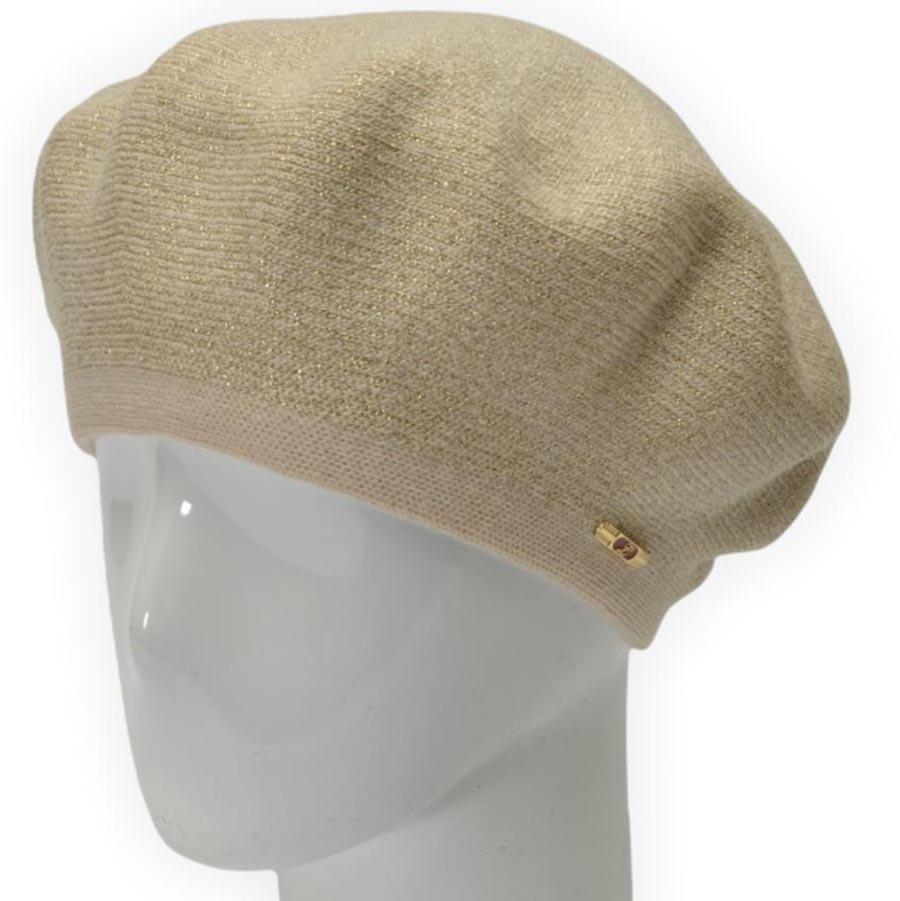 Берет женский Lirus Гамма из шерсти с люрексовой нитью двойной Светлый-лен