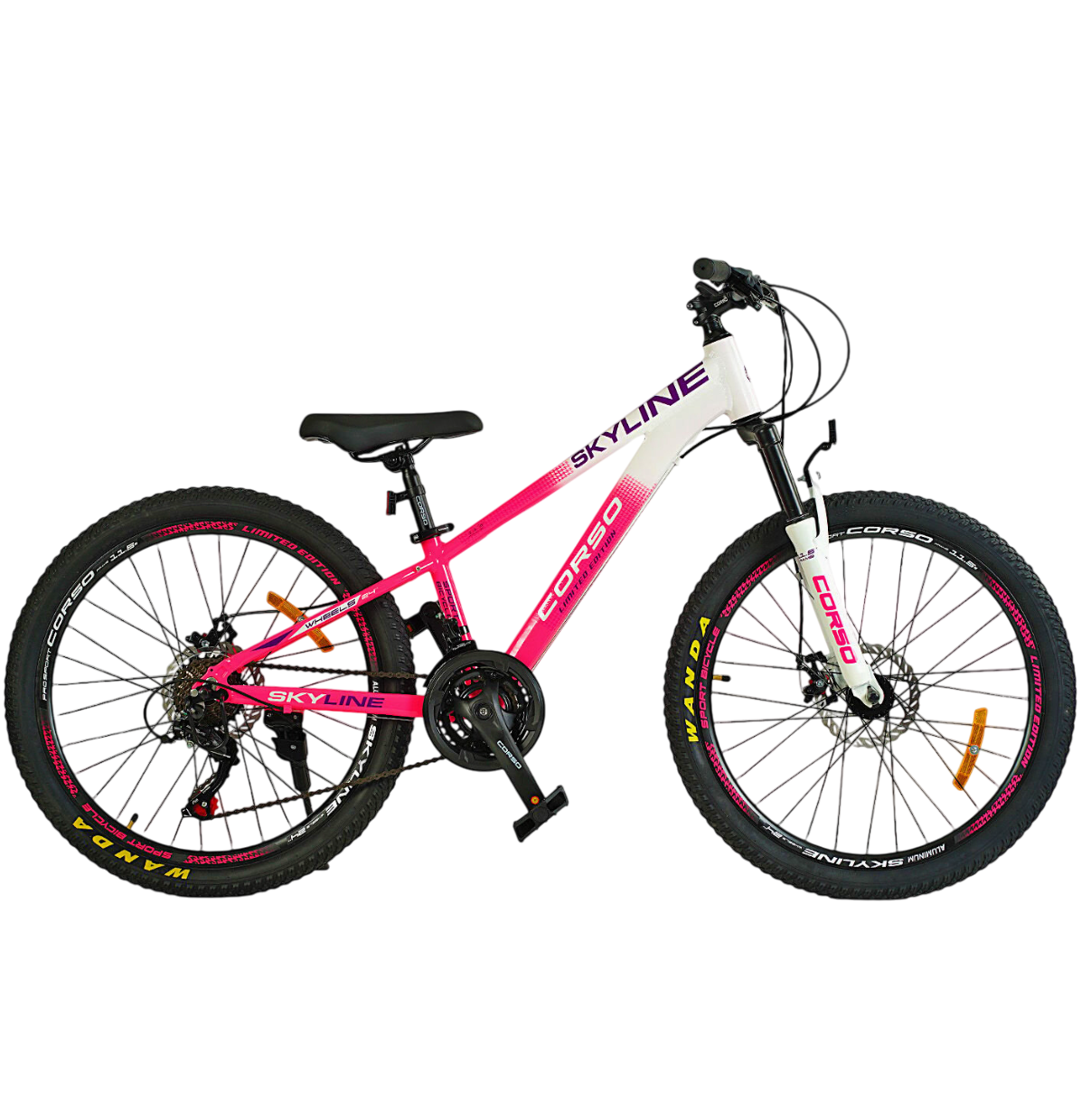 Дитячий велосипед Corso Skyline 24" рама алюмінієва 11" Рожевий (SL-24589)