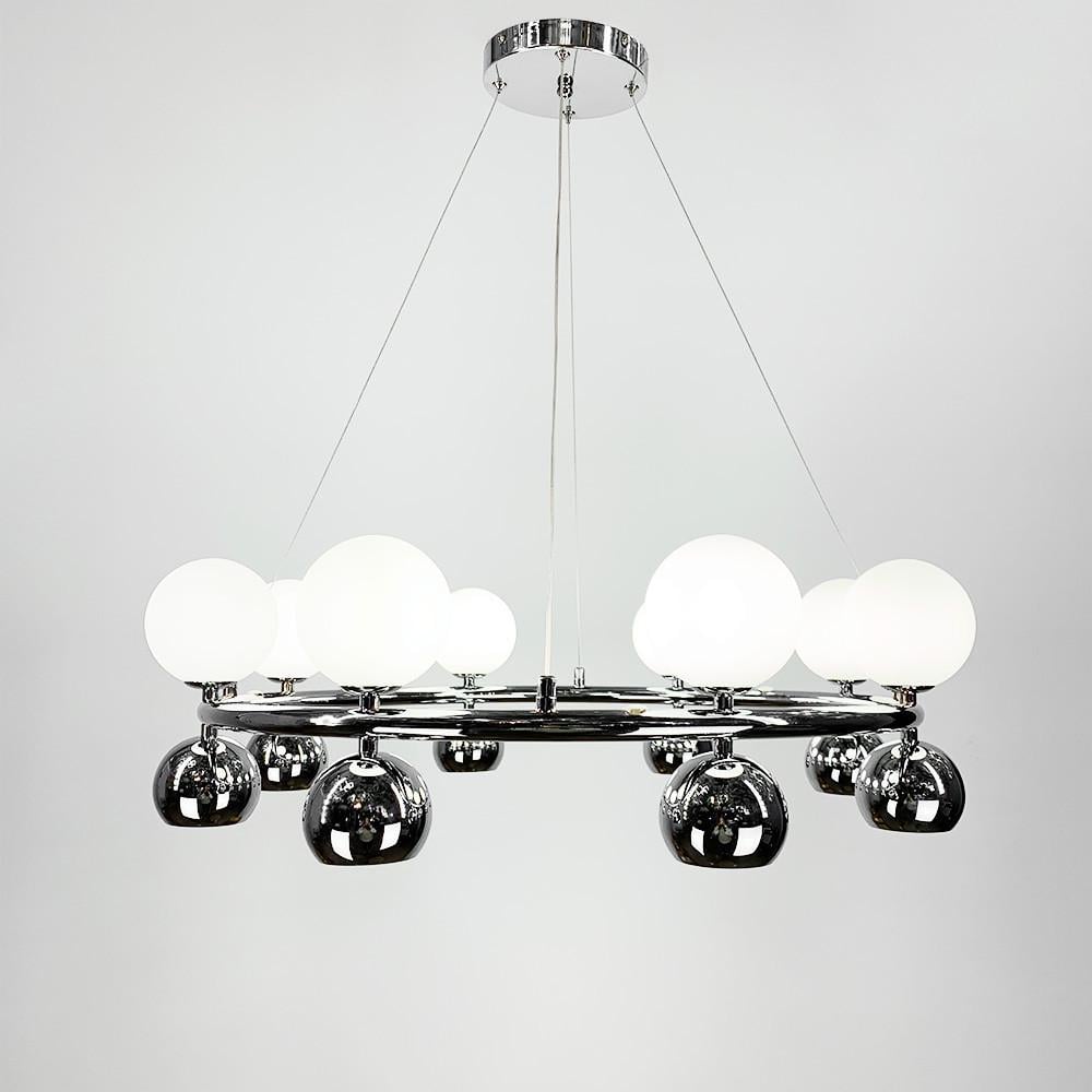 Люстра подвесная кольцевая с двойными плафонами Серебряный (MJ 108/8)