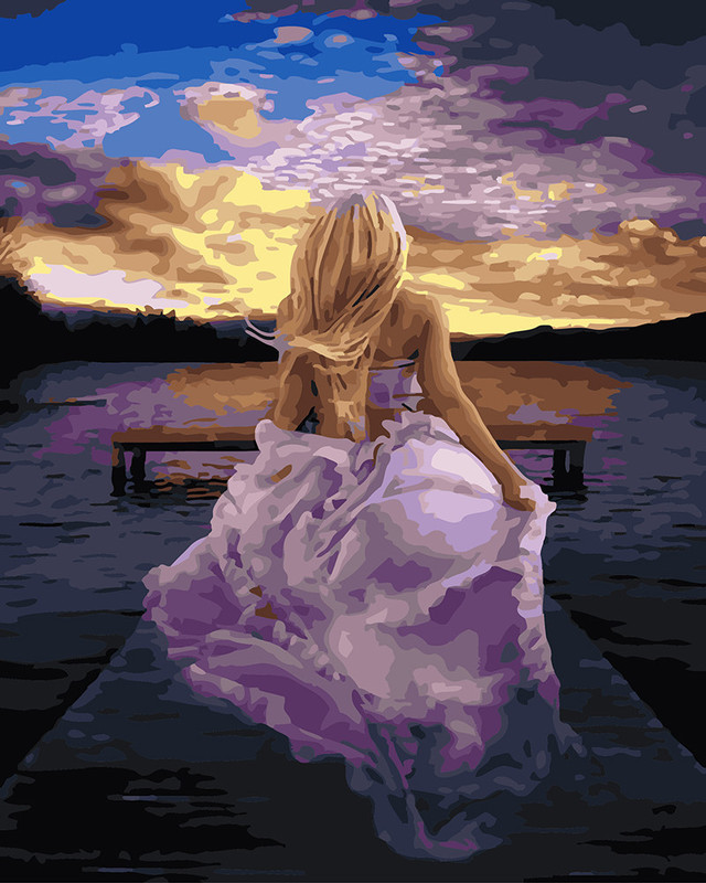 Картина по номерам Brushme Девушка в сиреневом платье (GX21738)