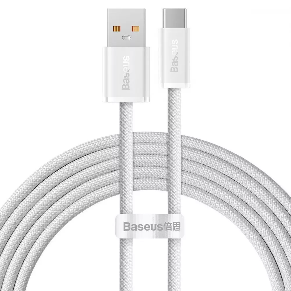 Кабель Baseus CALD000702 Dynamic Series Fast Charging Type-C 100 W 5 V 3 A 2 м White (575108) - фото 1