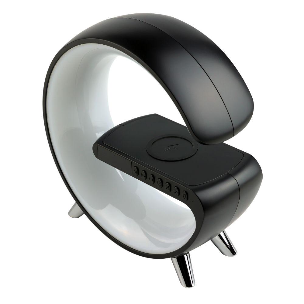 Світильник бездротовий з зарядним пристроєм з RGB Light/Alarm Clock/Desk Lamp 15W Чорний - фото 5