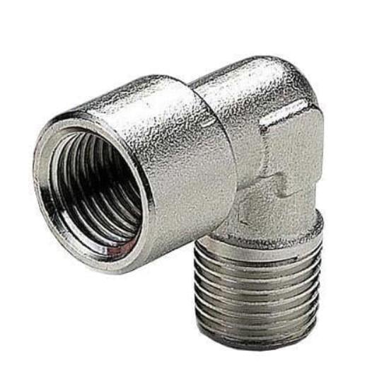 Адаптер угловой 90° латунный внутренняя цилиндрическая резьба G3/8" M x наружная конусная резьба G3/8" F (PF50710006)