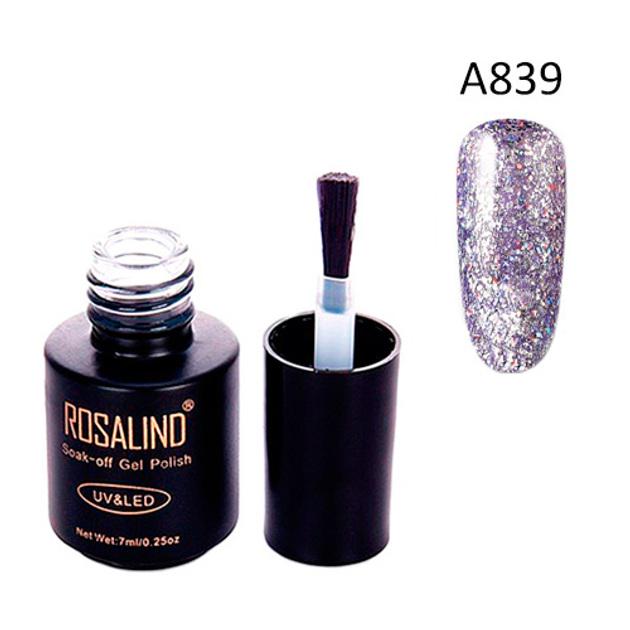 Гель-лак для нігтів Rosalind 7 мл А839 Лаванда гліттер - фото 1