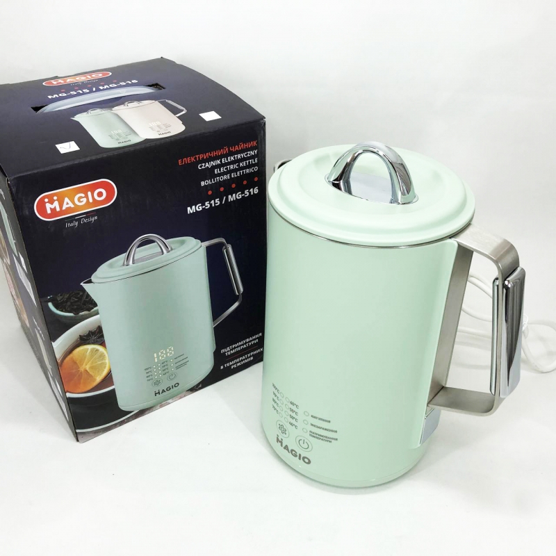 Електрочайник Magio MG-515 з регулювання температури 1,5 л 1500W Green (26202740) - фото 11