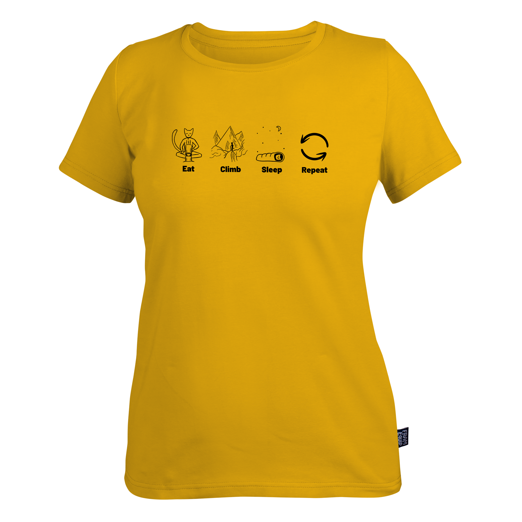 Футболка женская Eat climb sleep repeat XXL Желтый (id_7864)