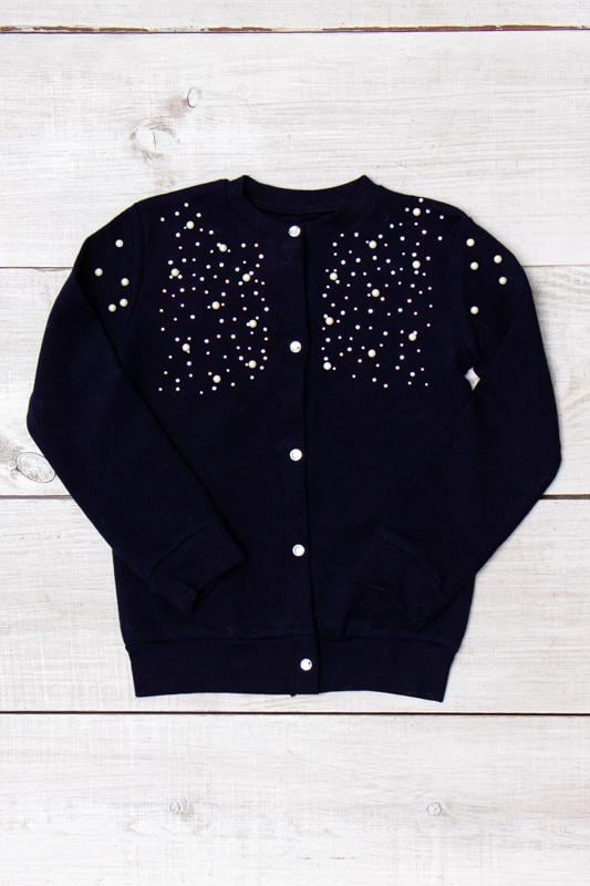 Кофта для дівчинки на ґудзиках з намистинами Носи Своє р. 2-3 Темно-синій (18213)