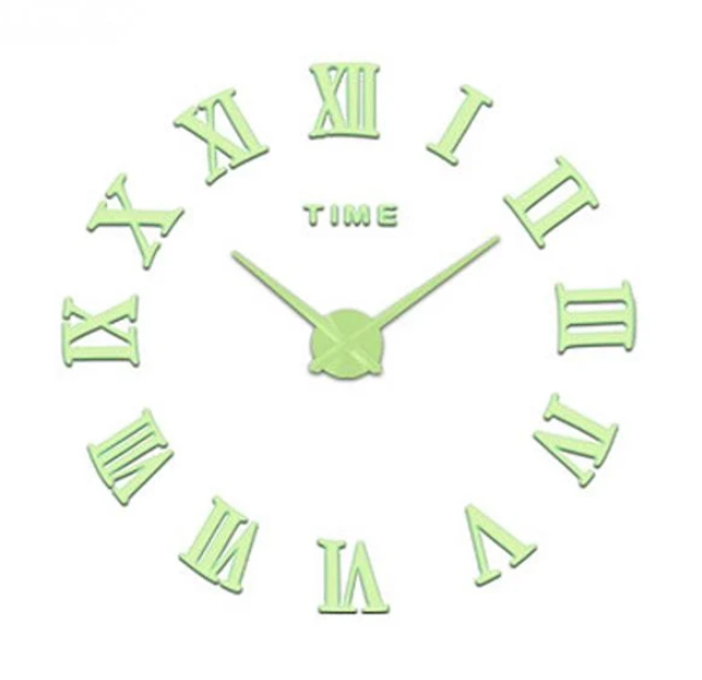 Часы настенные объемные DIY с римскими цифрами светящиеся люминесцентный до 120 см (1474)