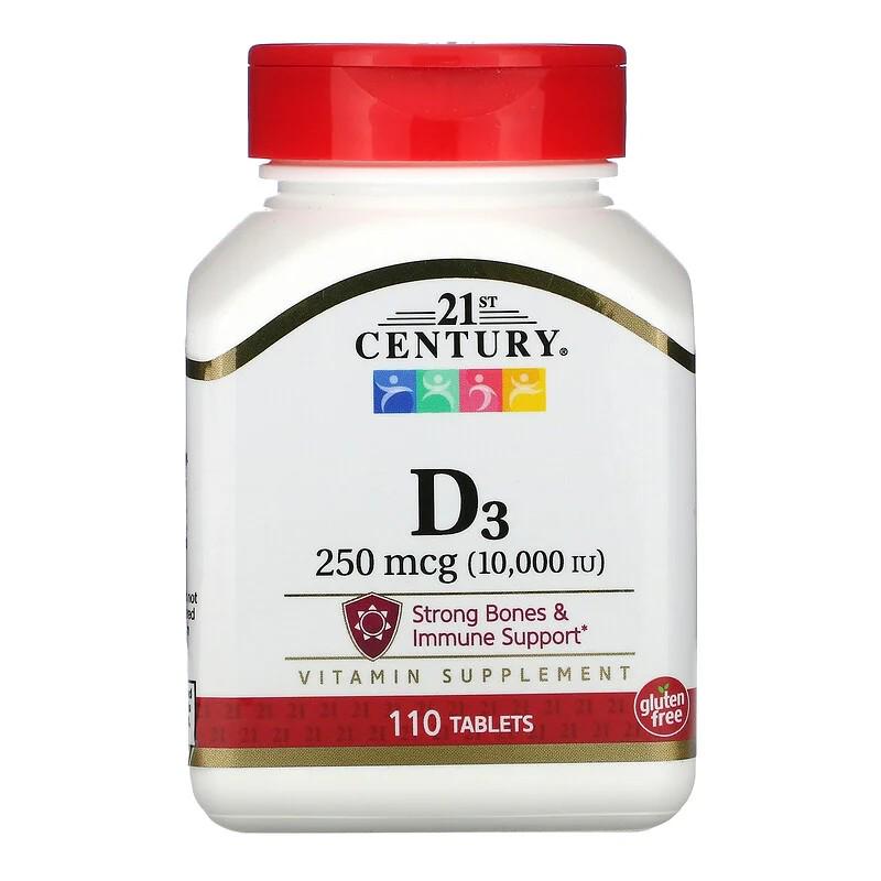 Витамины 21st Century Vitamin D3 250 мкг 10,000 IU 110 таблеток