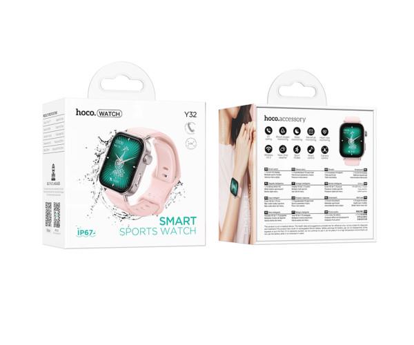 Смарт-годинник Hoco Y32 225 mAh IP67 call version Pink - фото 2 Смарт-годинник Hoco Y32 225 mAh IP67 call version Pink - фото 2