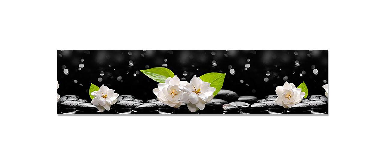 Наклейка виниловая на кухню Zatarga Белые цветы на камнях 600х2500 мм (1274514227)