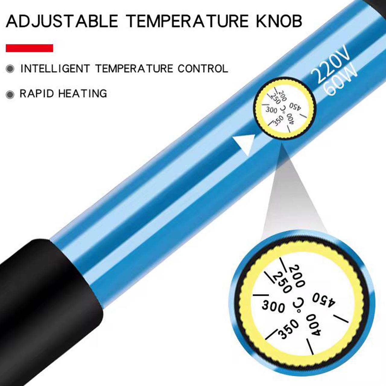 Паяльник з регулюванням температури 200-450 °С 60 Вт 220 В з комплектом джала 5 шт. та підставкою (1801334) - фото 2 Паяльник з регулюванням температури 200-450 °С 60 Вт 220 В з комплектом джала 5 шт. та підставкою (1801334) - фото 2