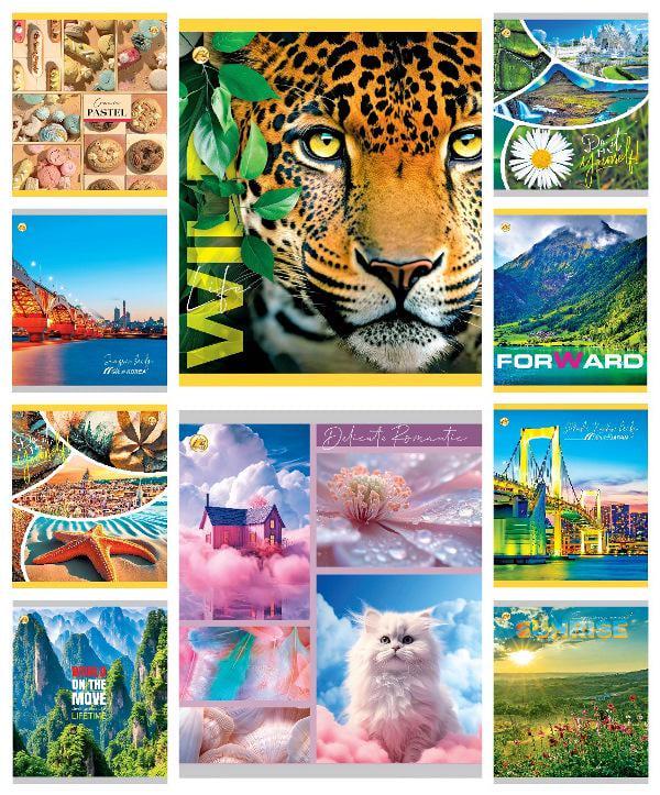 Зошити учнівські Тетрада Мікс 1 60 аркушів клітинка 10 шт. в упаковці