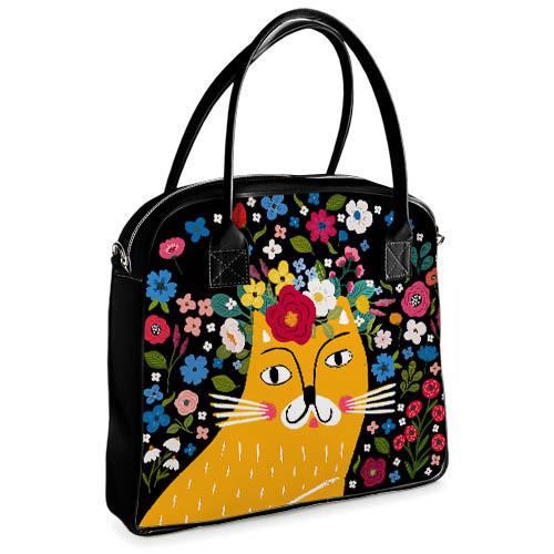 Сумка Presentville с принтом Oxford Кошка в цветах (OXF 23S005 BL)
