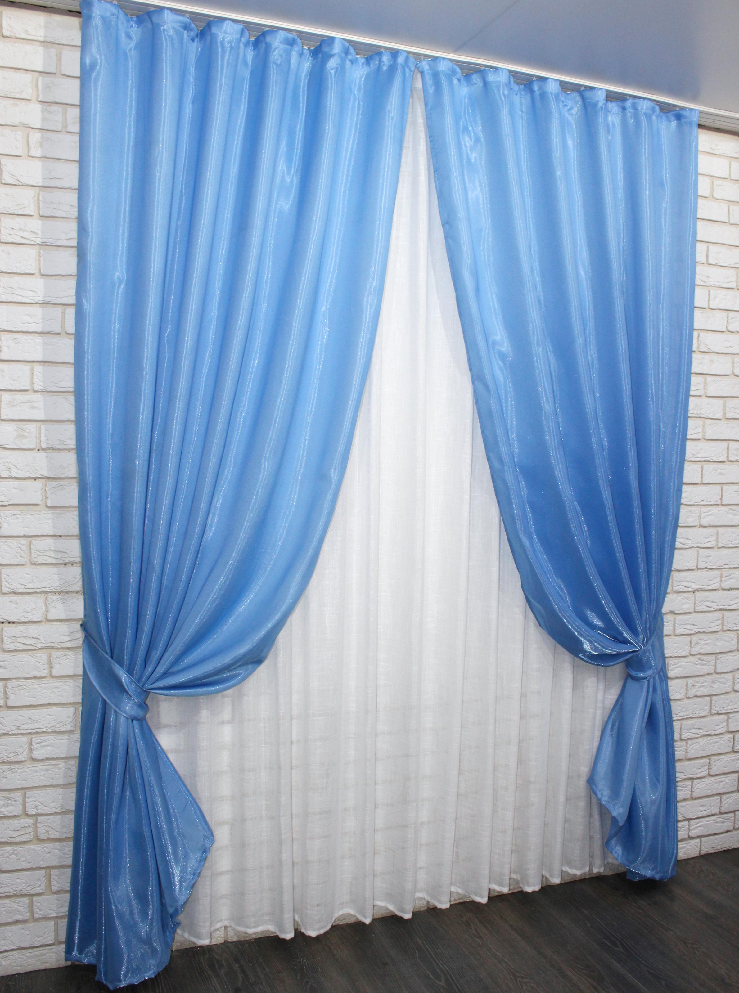 Комплект штор VR-Textil Атлас № 852ш монорей 100х270 см 2 шт. Темно-голубой (31-230)