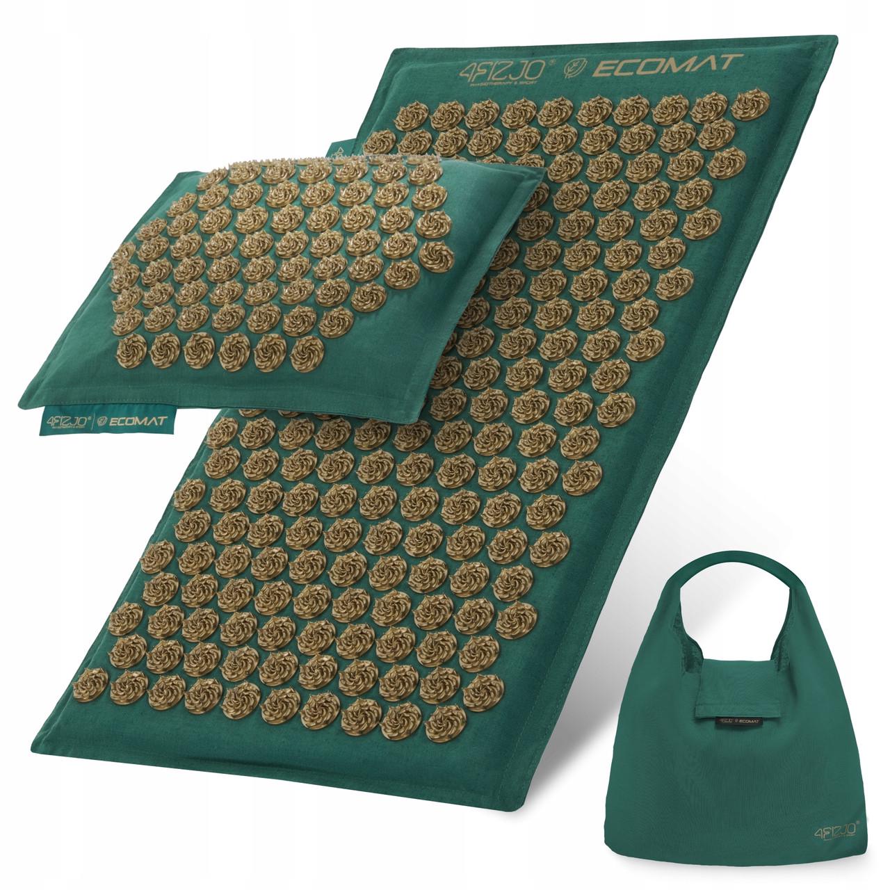 Килимок акупунктурний з подушкою 4fizjo Eco Mat Аплікатор Кузнєцова Navy Green/Gold (P-5907739312891)