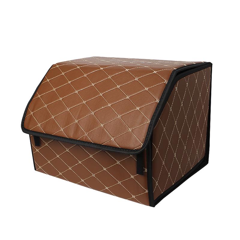 Органайзер автомобильный два отдела для хранения на липучке с ручкой 55х30х30 см Brown/Gold