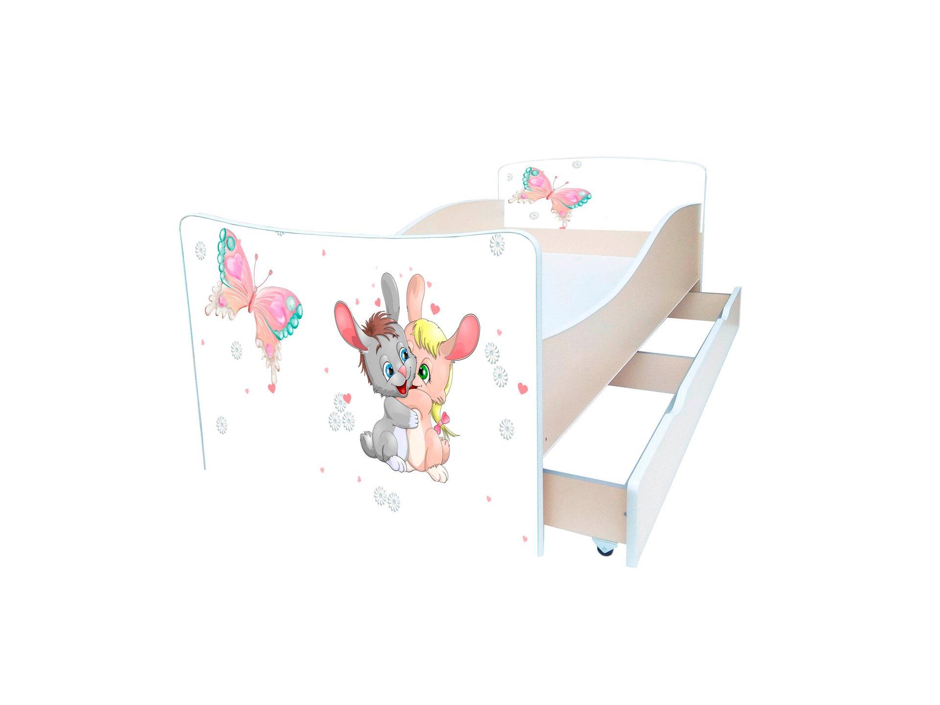 Кровать детская Viorina-Deko Kinder 12 с ящиком ламинированная ДСП 80х170 см Белый/Принт (47225)