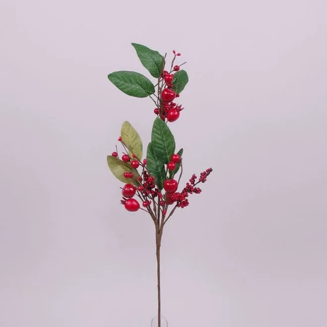 Ветка декоративная с красными ягодками Flora (72144)