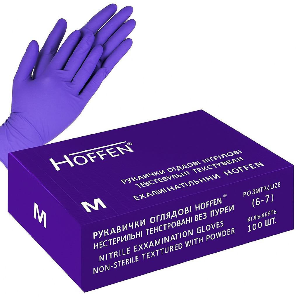 Перчатки нитриловые M Hoffen 3,5 г нестерильные текстурированные б/п 50 пар (HFN-12302M)