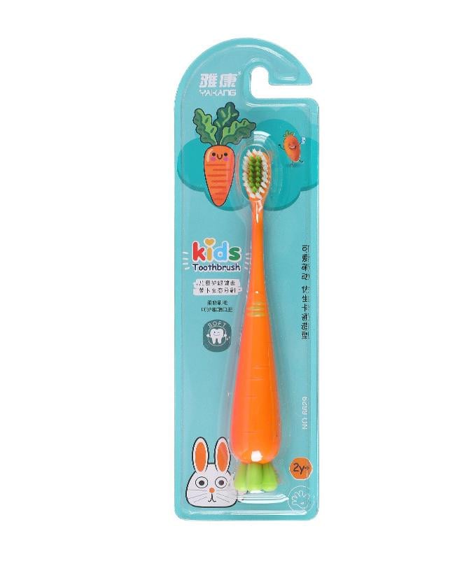 Щетка детская с мягким ворсом веселая форма морковки для гигиены зубов малыша Оранжевый (U9516)