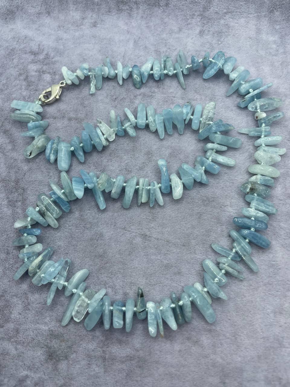 Бусы аквамарин 50 см Голубой (389)