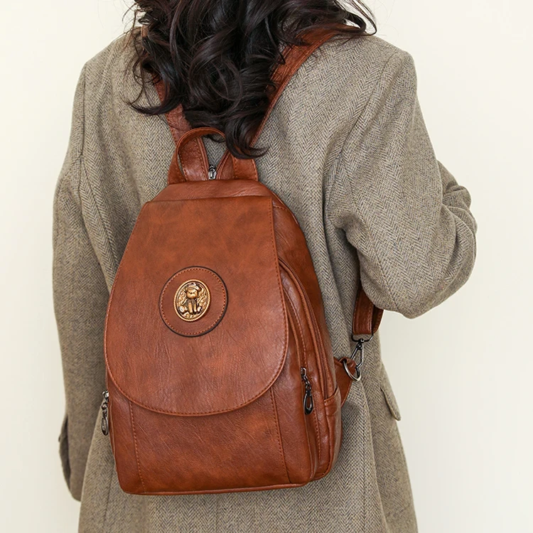 Рюкзак жіночий в ретро-стилі на 1-2 лямках шкіряний (Р-013) - фото 3 Рюкзак жіночий в ретро-стилі на 1-2 лямках шкіряний (Р-013) - фото 3