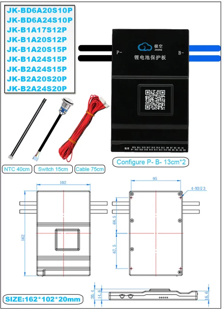 Контролер БМС JK-B2A20S20P 200A JiKong Smart BMS 200A 7S-20S Lifepo4 Li-ion LTO з активним балансуванням 2А струм 200А - фото 2