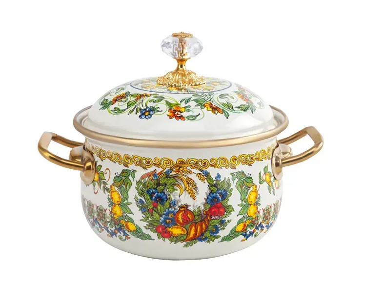 Каструля емальована VITALY Elmani з кришкою 1,5 л 14 см (763-019)