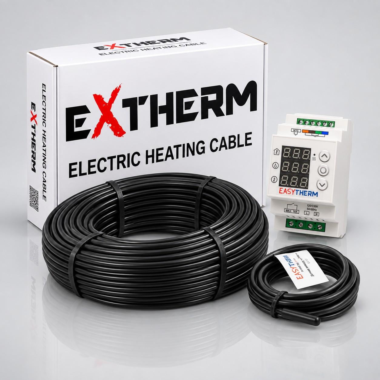 Комплект антизледеніння Extherm ETT ECO 93 м 2790 Вт та контролер Easytherm ET-110 нагрівальний кабель 30 Вт/м для сніготанення