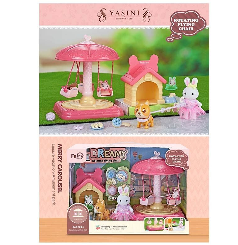 Парк розваг 6660 флоксова фігурка собачка будинок та аксесуари для собаки та карусель в коробці - фото 2