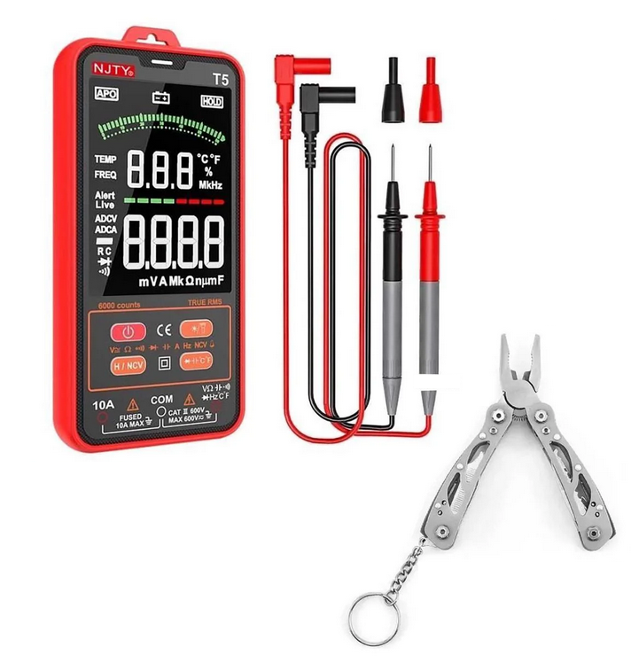 Мультиметр цифровой с дисплеем 4" 600V 10АNCV True RMS и мультитул плоскогубцы 10в1 Silver Мультиметр цифровой с дисплеем 4" 600V 10АNCV True RMS и мультитул плоскогубцы 10в1 Silver