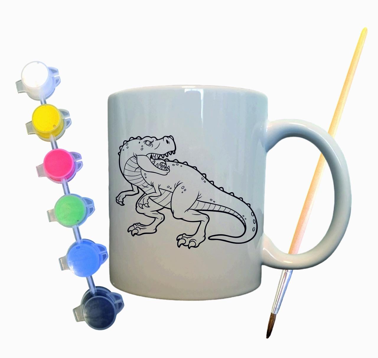 Набор для творчества кружка раскраска Динозавр Тиранозавр Рекс 330 мл Белый (КР0013)