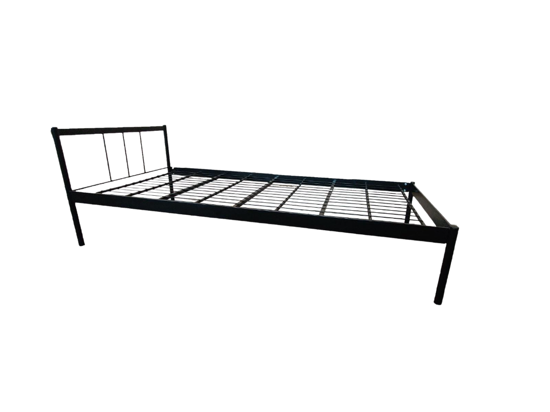 Кровать односпальная металлическая Метакам Basis-1 с основанием под ватный матрас 200х90 см Черный матовый (57282)