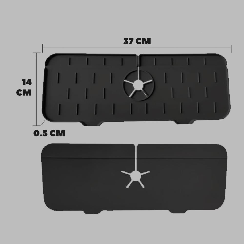 Коврик-подставка на умывальник для губок/мочалок/мыла для кухни и ванной 37х14 см Черный (23942252) - фото 5