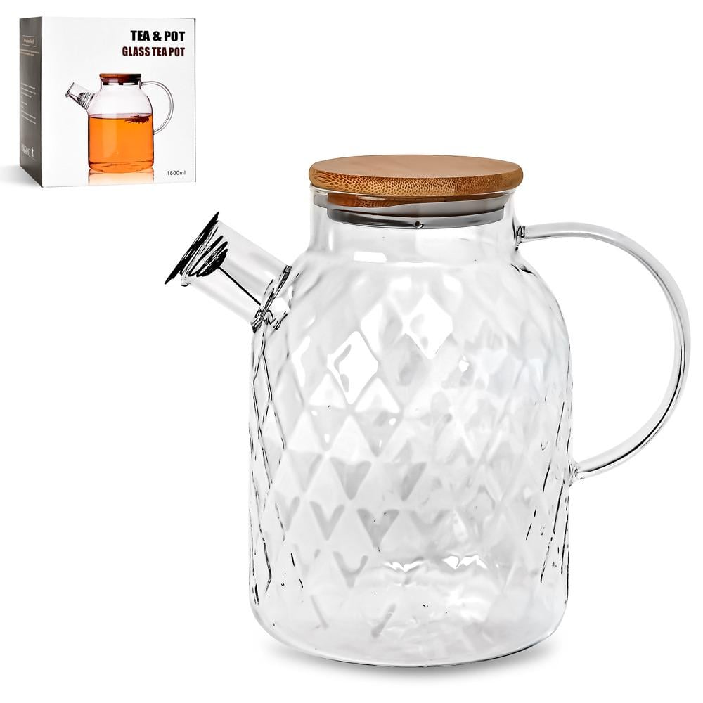 Заварник-графин R92787 Rombs с пружиной-ситом и бамбуковой крышкой 1,8 л